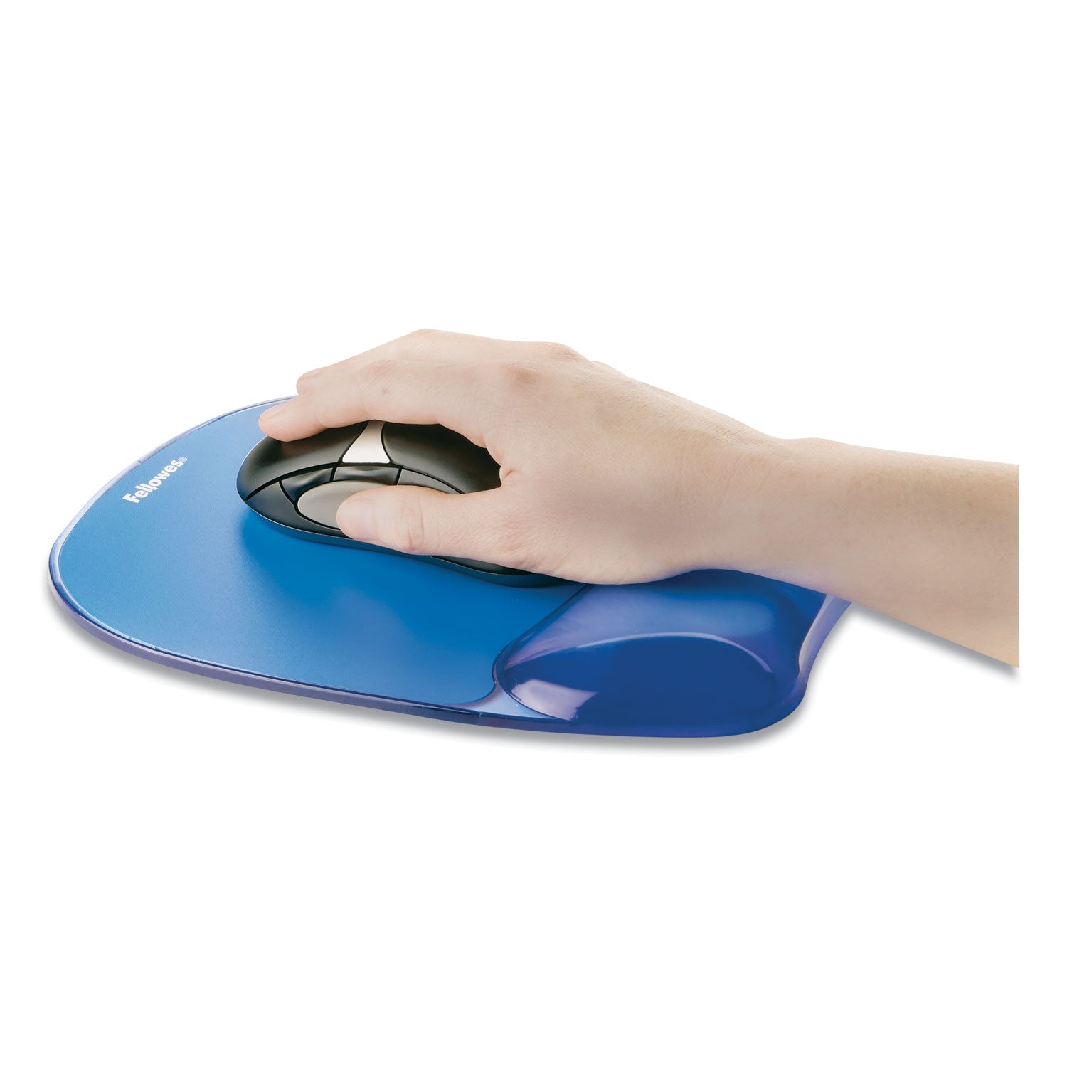 Fellowes® Gel Crystals Mouse Pad with Wrist Rest, 7.87 x 9.18, Blue