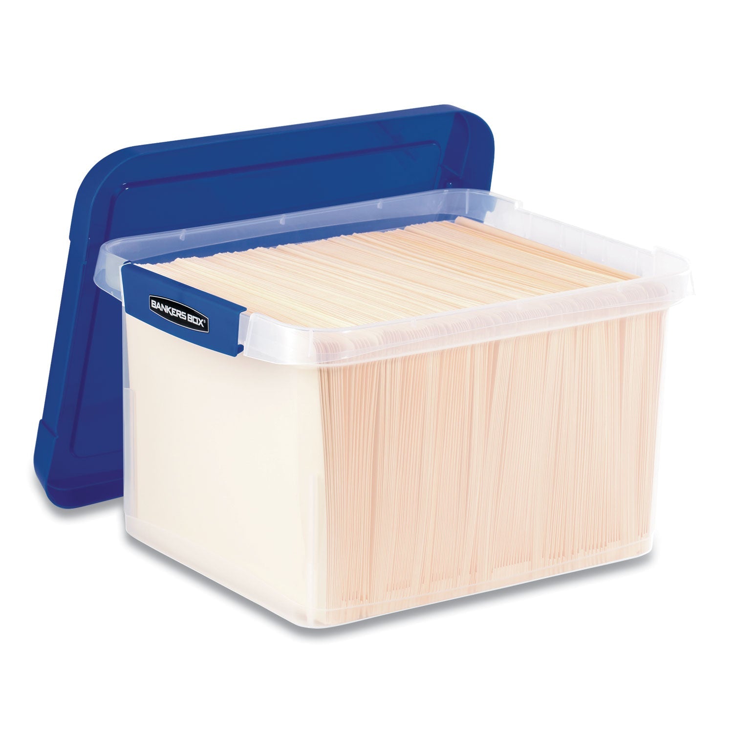Bankers Box® Heavy Duty Plastic File Storage, Letter/legal Files, 14" X 17.38" X 10.5", Clear/blue, 2/pack
