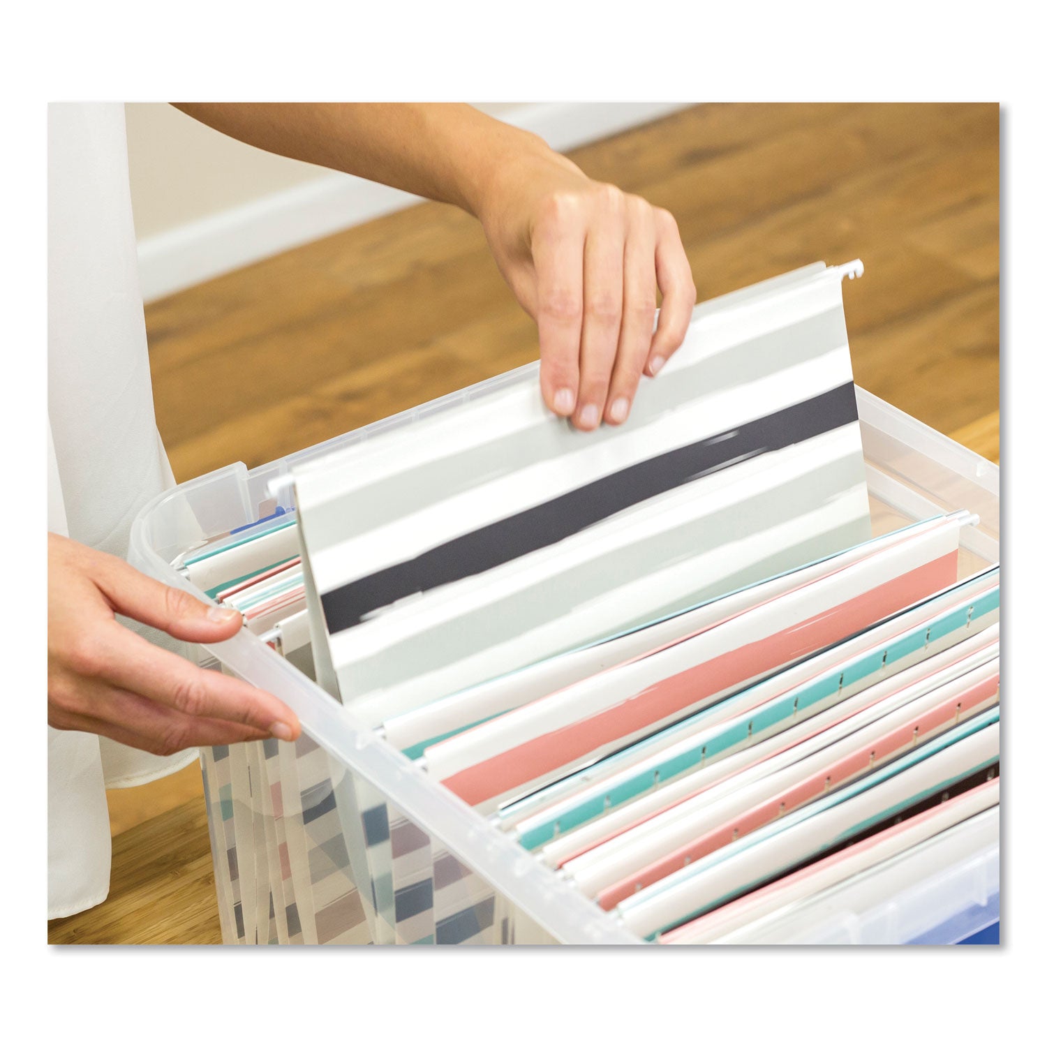 Bankers Box® Heavy Duty Plastic File Storage, Letter/legal Files, 14" X 17.38" X 10.5", Clear/blue, 2/pack