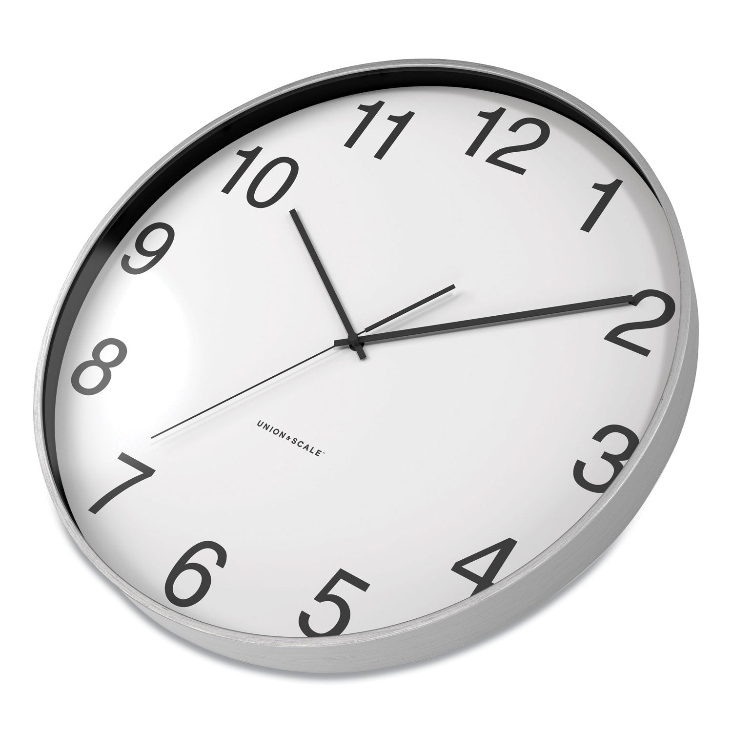 Union & Scale™ Essentials Classic Round Wall Clock, 12" Overall Diameter, Silver Case, 1 Aa (sold Separately)