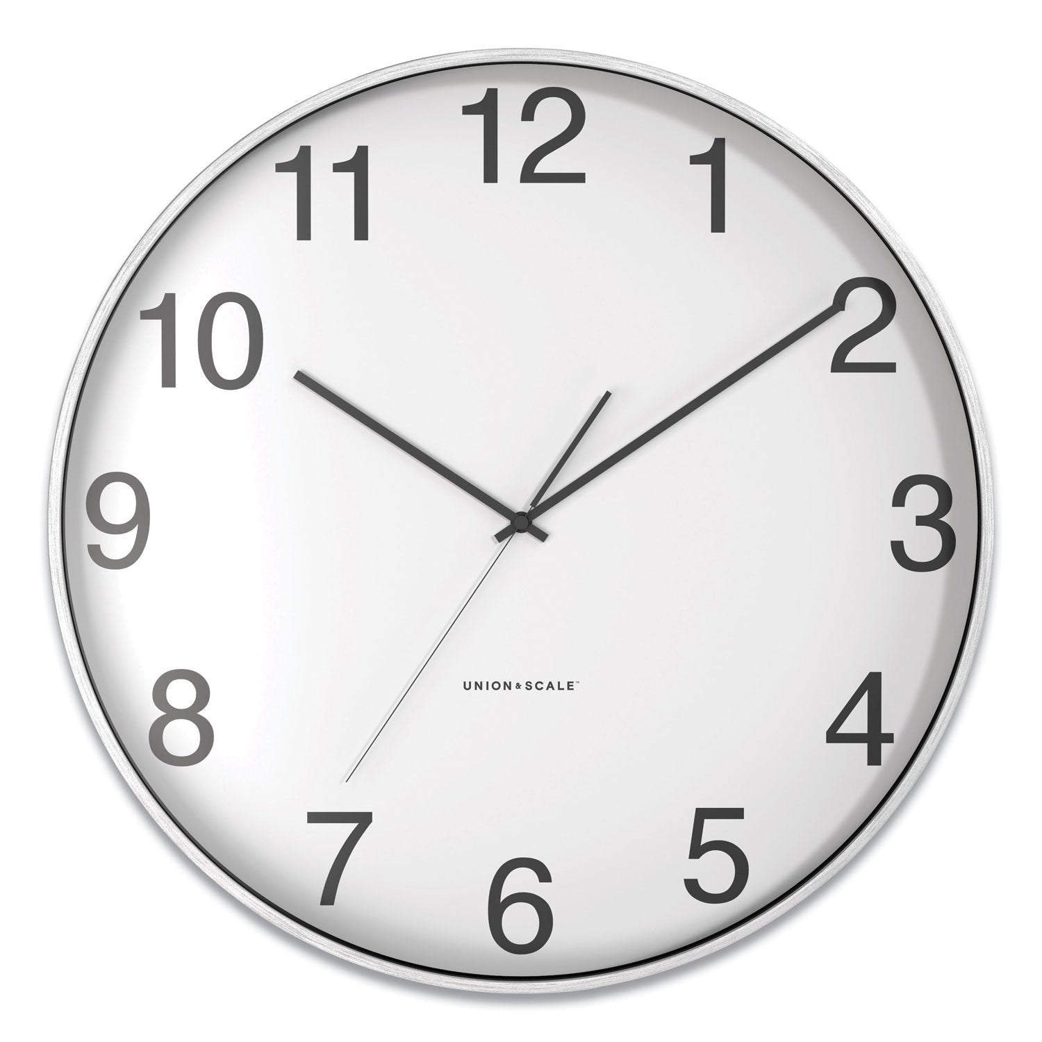 Union & Scale™ Essentials Classic Round Wall Clock, 12" Overall Diameter, Silver Case, 1 Aa (sold Separately)