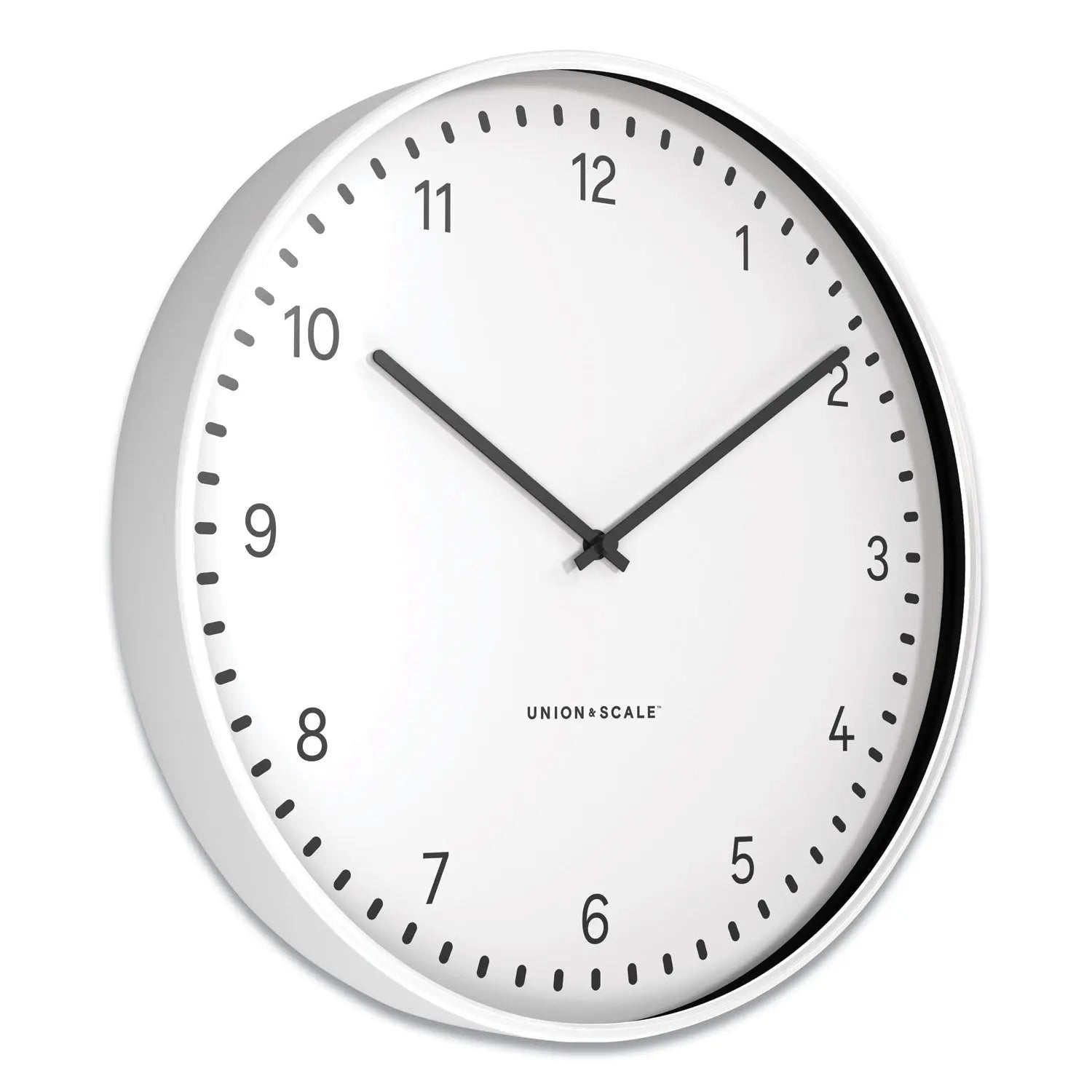 Union & Scale™ Essentials Contemporary Round Wall Clock, 15" Overall Diameter, White Case, 1 Aa (sold Separately)