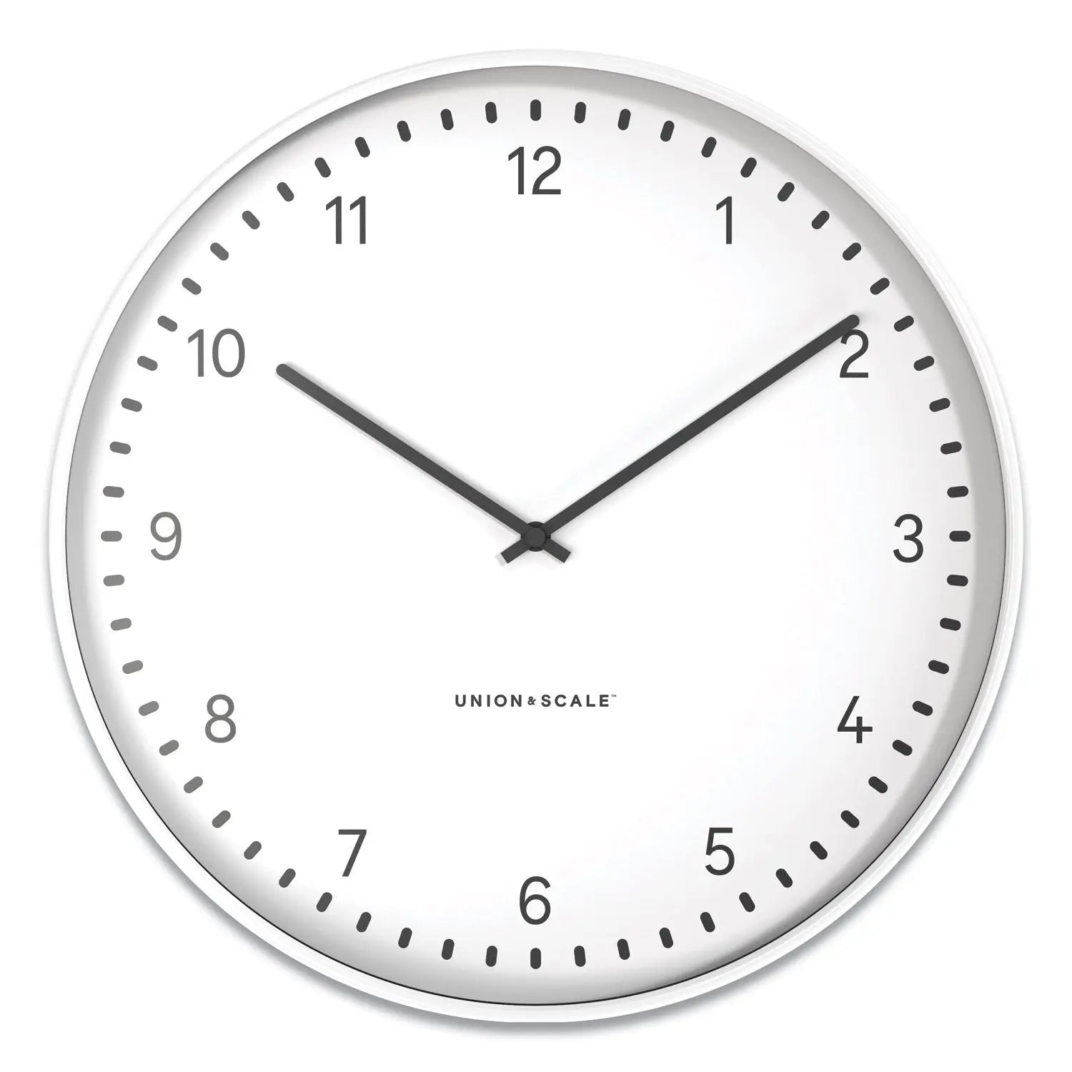 Union & Scale™ Essentials Contemporary Round Wall Clock, 15" Overall Diameter, White Case, 1 Aa (sold Separately)