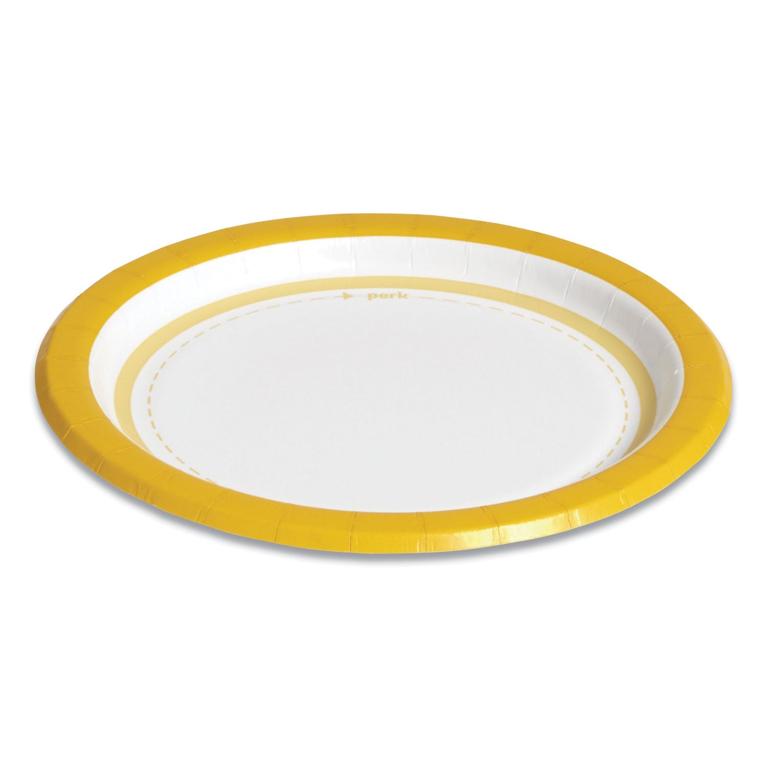 Perk™ Everyday Paper Plates, 6" Dia, White/yellow, 125/pack