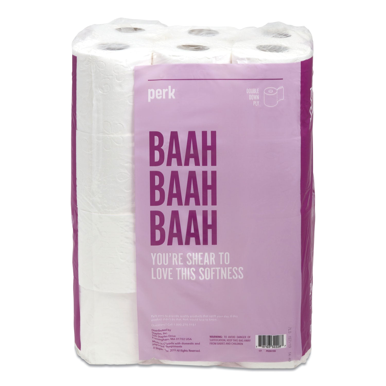 Perk™ Ultra Soft 2-Ply Standard Toilet Paper, Septic Safe, White, 154 Sheets/Roll, 24 Rolls/Pack