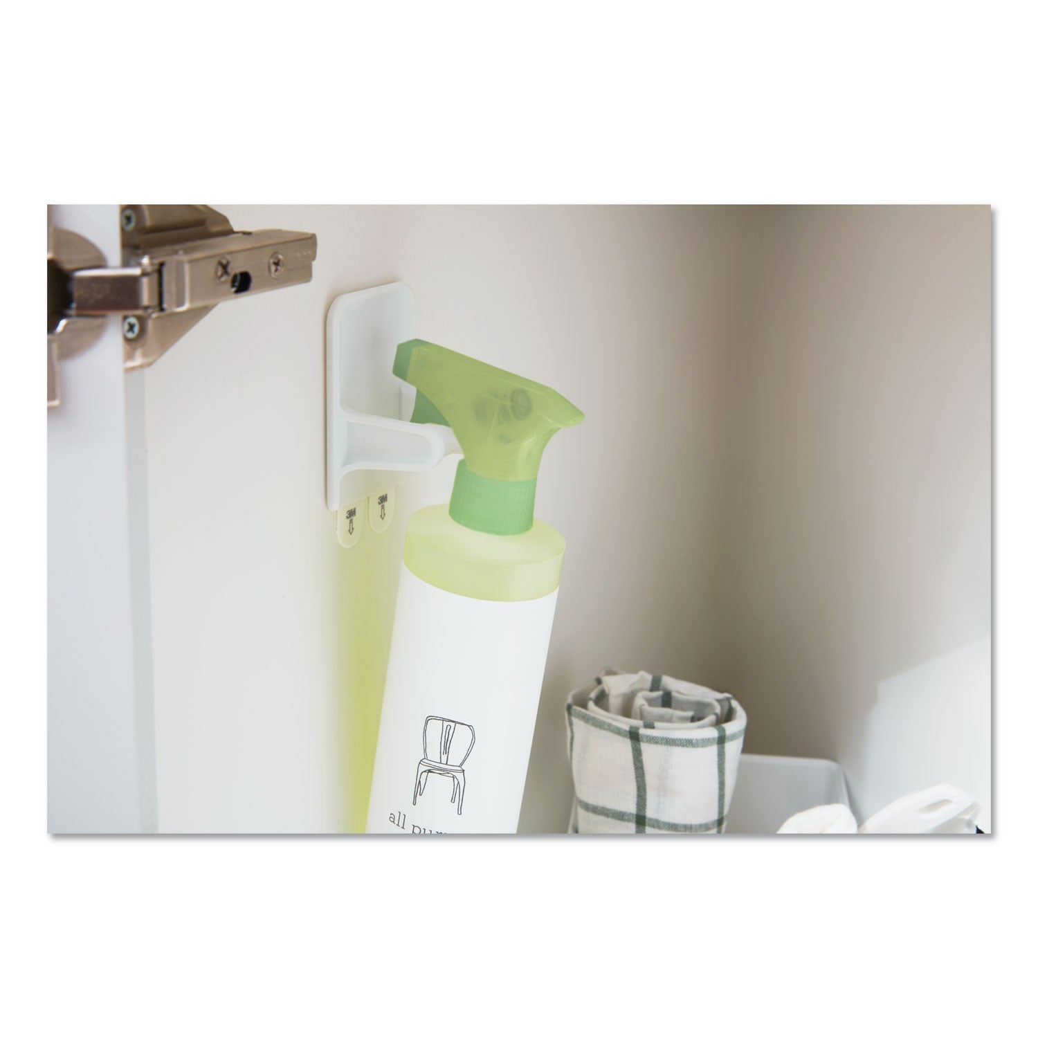 Command™ Spray Bottle Holder, 2.34w x 1.69d x 3.34h, White, 2 Hangers/4 Strips/Pack