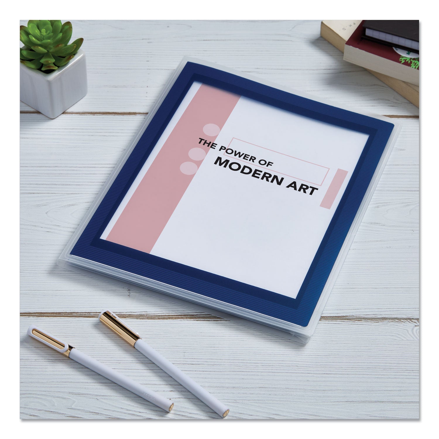 Avery® Flexi-View Six-Pocket Polypropylene Organizer, 150-Sheet Capacity, 11 X 8.5, Translucent/navy