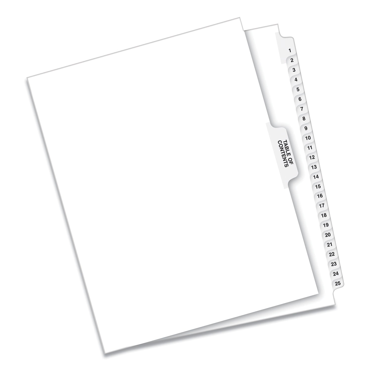 Avery® Preprinted Legal Exhibit Side Tab Index Dividers, Avery Style, 25-Tab, 1 To 25, 11 X 8.5, White, 1 Set