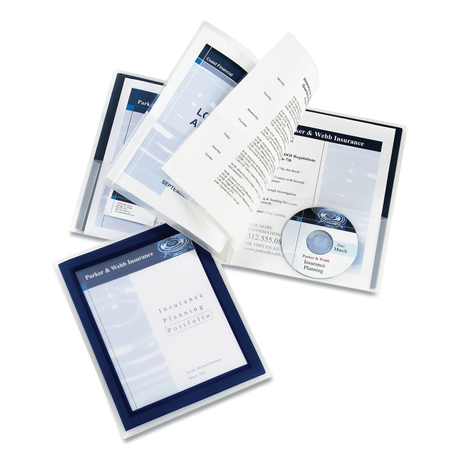 Avery® Flexi-View Six-Pocket Polypropylene Organizer, 150-Sheet Capacity, 11 X 8.5, Translucent/navy