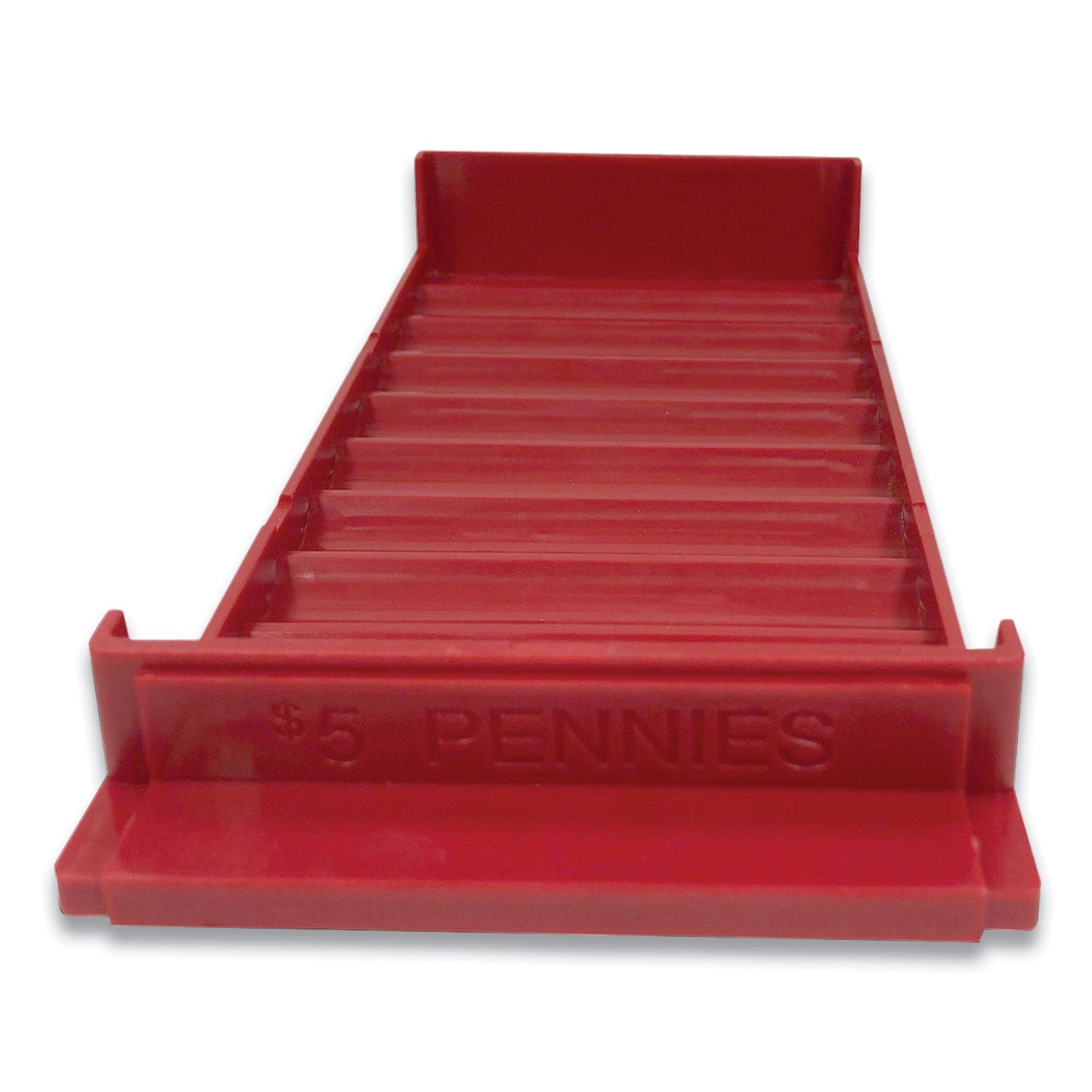 CONTROLTEK® Stackable Plastic Coin Tray, Pennies, 10 Compartments, Denomination And Capacity Etched On Side, Stackable, 10 X 5, Red