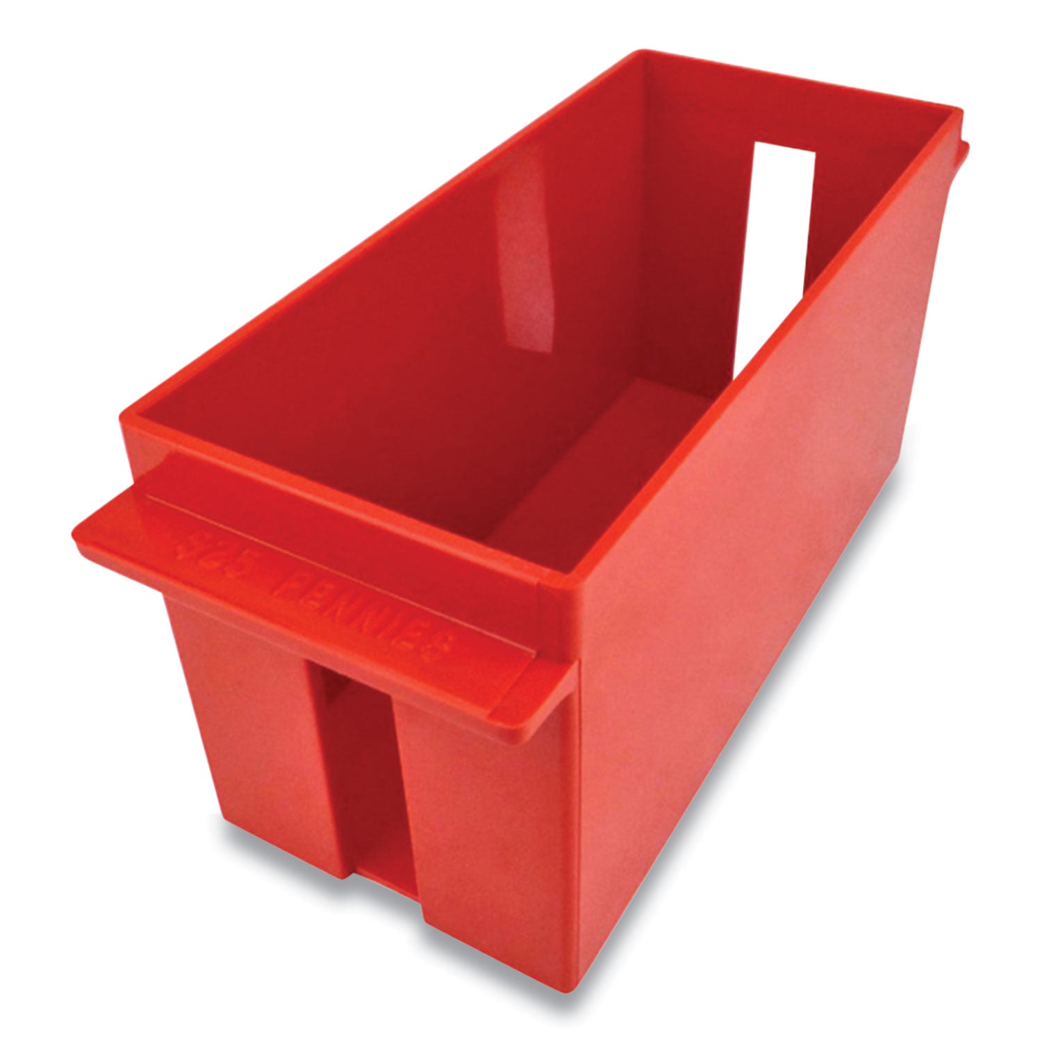 CONTROLTEK® Extra-Capacity Coin Tray, Pennies, 1 Compartment,  Denomination and Capacity Etched On Side, Stackable, Plastic, Red