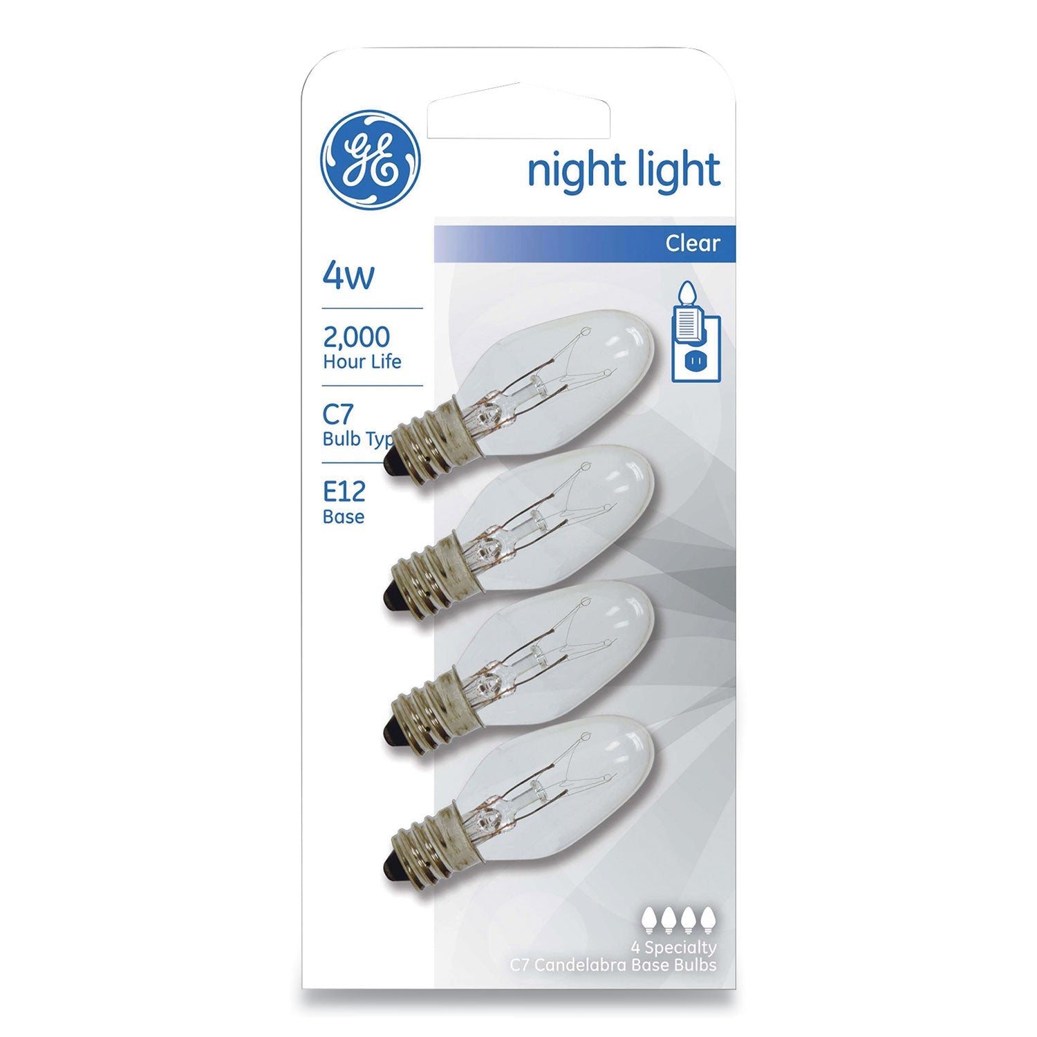 GE Incandescent C7 Night Light Bulb | 4-Pack
