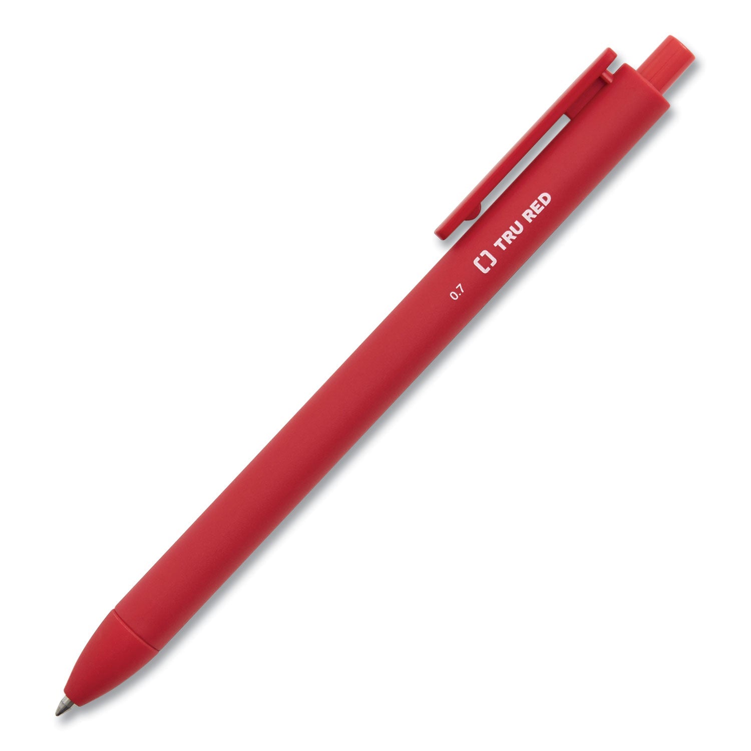 TRU RED™ Quick Dry Gel Pen, Retractable, Medium 0.7 Mm, Red Ink, Red Barrel, Dozen