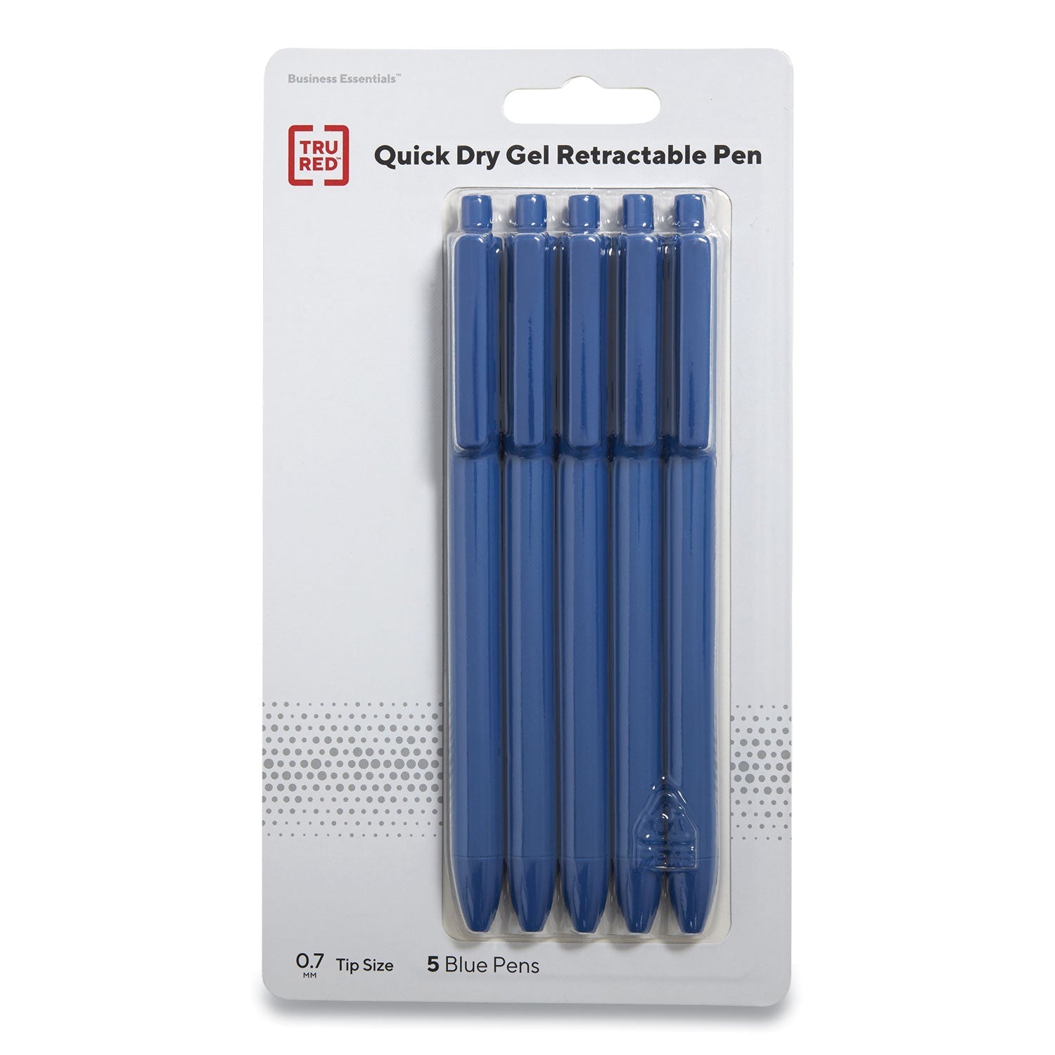 TRU RED™ Quick Dry Gel Pen, Retractable, Medium 0.7 Mm, Blue Ink, Blue Barrel, 5/pack