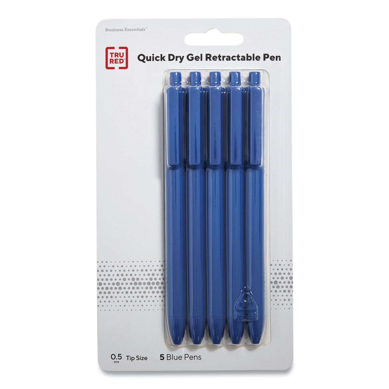 TRU RED™ Quick Dry Gel Pen, Retractable, Fine 0.5 Mm, Blue Ink, Blue Barrel, 5/pack