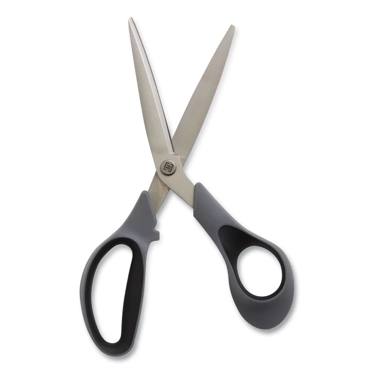 TRU RED™ Non-Stick Titanium-Coated Scissors, 8" Long, 3.86" Cut Length, Offset Gray/Black Handle, Gun-Metal Gray Blades