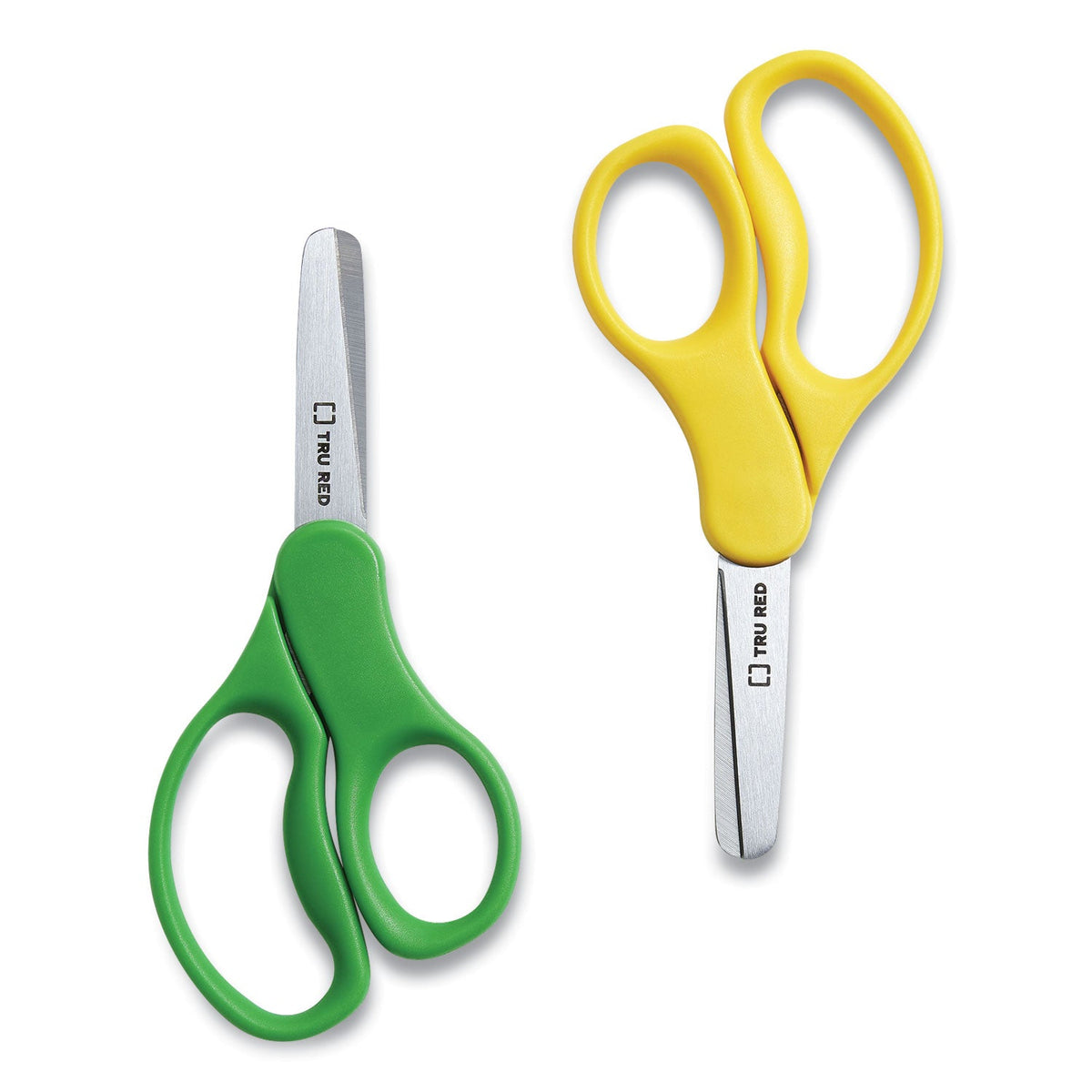 TRU RED™ Kids' Blunt Tip Stainless Steel Safety Scissors, 5" Long, 2.05" Cut Length, Straight Assorted Color Handles, 2/Pack