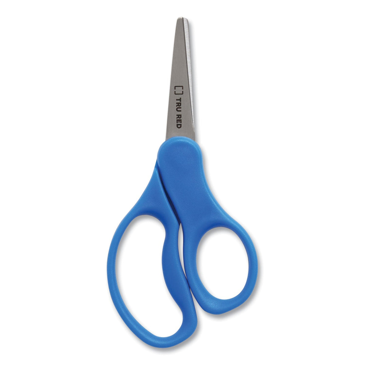TRU RED™ Kids' Pointed Tip Stainless Steel Scissors, 5" Long, 2.05" Cut Length, Straight Assorted Color Handles, 12/Pack