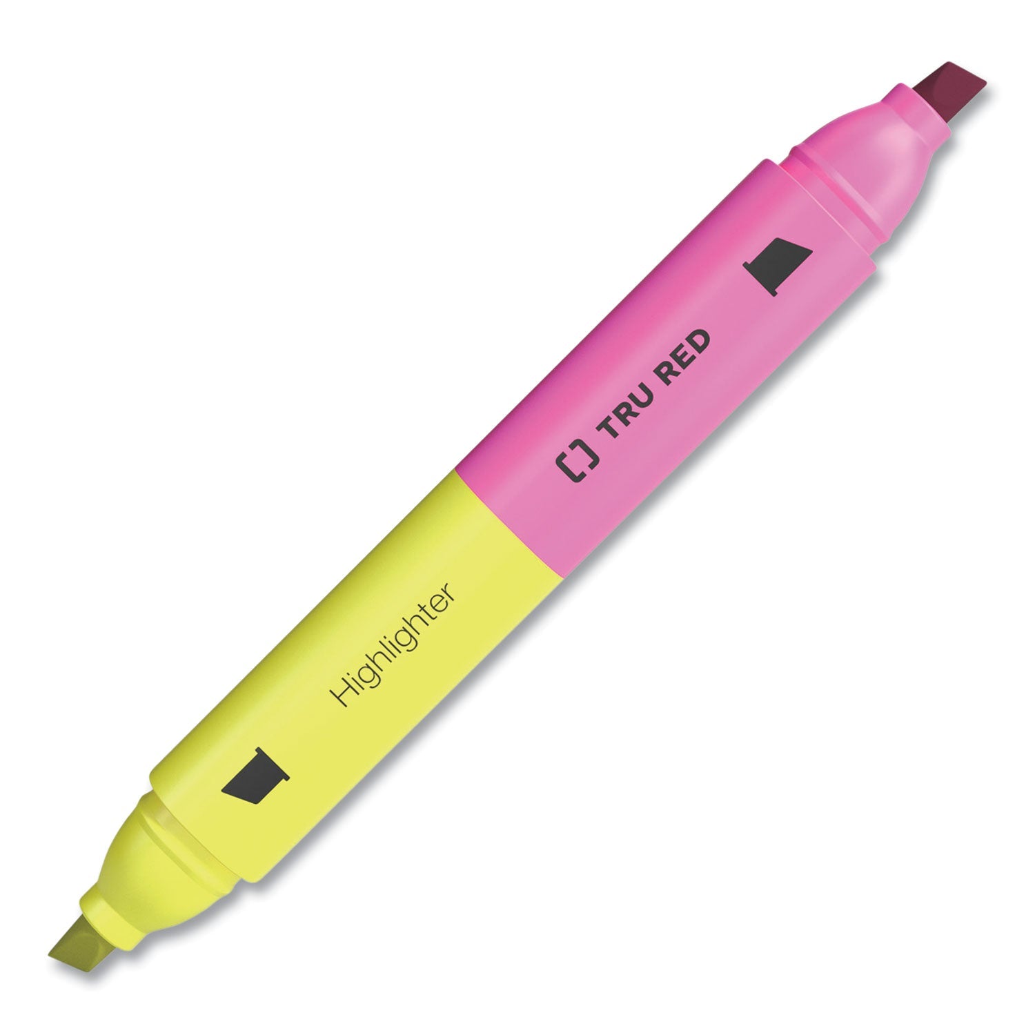 TRU RED™ Tank Style Twin Tip Highlighters, Assorted Ink Colors, Chisel Tip, Assorted Barrel Colors, 3/pack