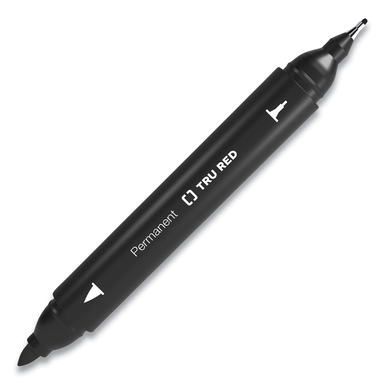 TRU RED™ Permanent Marker, Pen-Style Twin-Tip, Extra-Fine/fine Bullet/needle Tips, Black, 4/pack