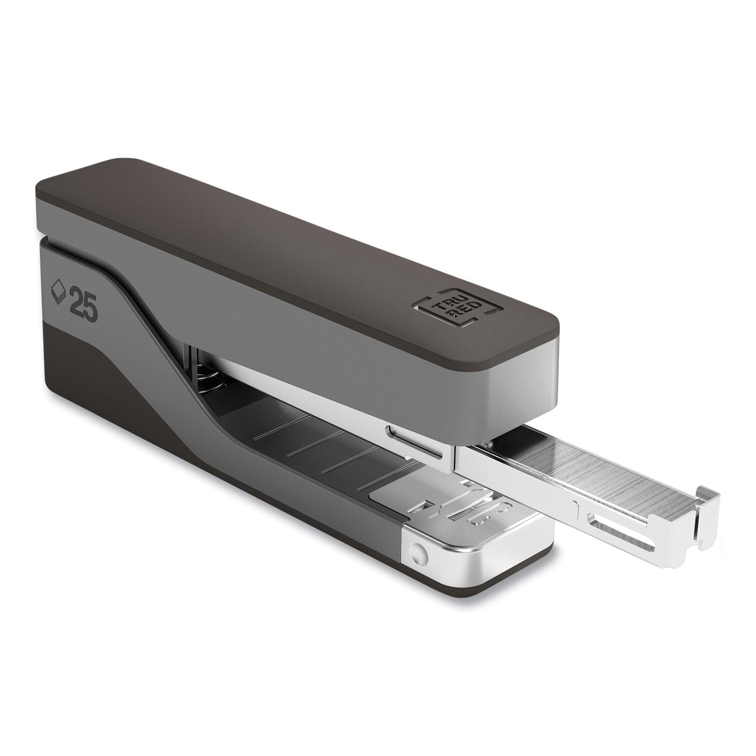 TRU RED™ Desktop Aluminum  Half Strip Stapler, 25-Sheet Capacity, Gray/Black