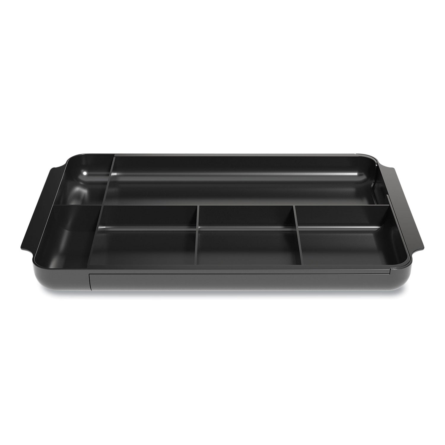TRU RED™ Seven-Compartment Expandable Plastic Drawer Organizer, 12.8 X 8.5 X 1.34, Black