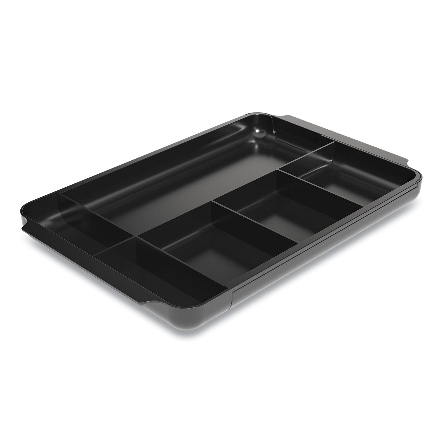 TRU RED™ Seven-Compartment Expandable Plastic Drawer Organizer, 12.8 X 8.5 X 1.34, Black