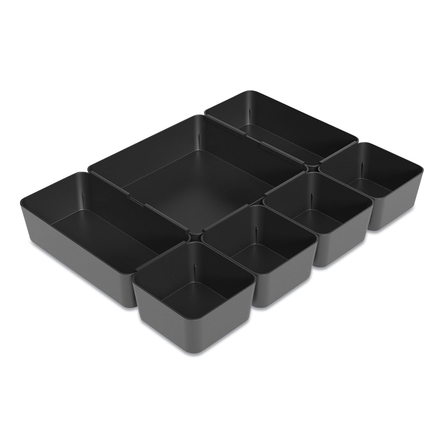 TRU RED™ Ten-Compartment Plastic Drawer Organizer, 7.83 X 8.19 X 5.35, Black