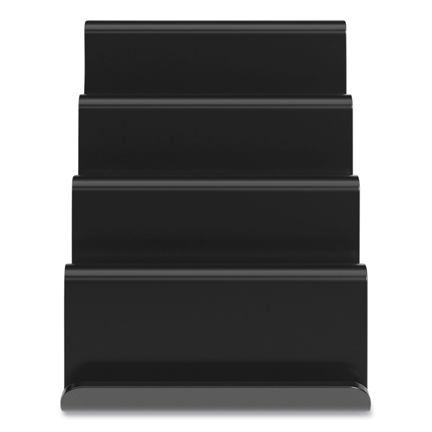 TRU RED™ Four Compartment Business Card Holder, Holds 100 Cards, 3.9 X 6.3 X 4, Plastic, Black