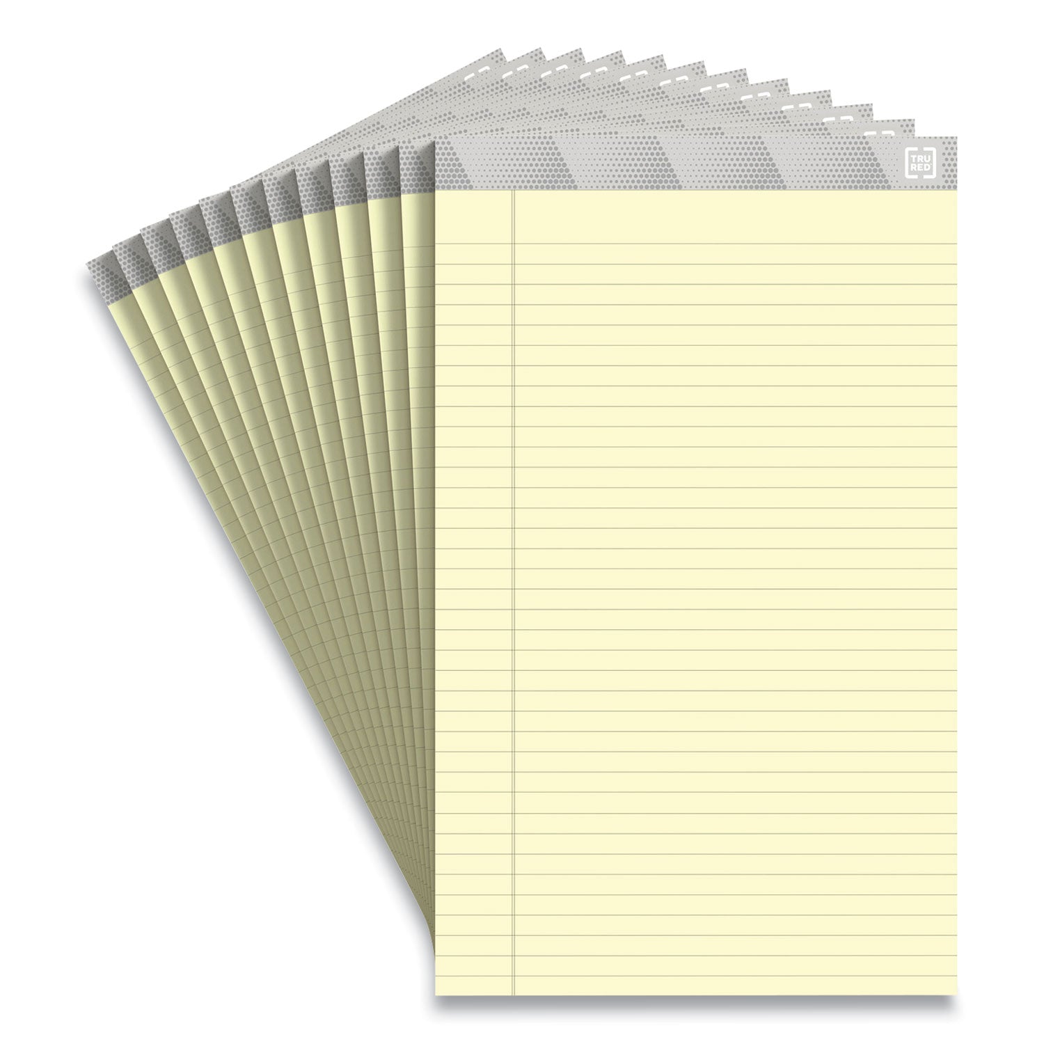 TRU RED™ Notepads, Wide/legal Rule, 50 Canary-Yellow 8.5 X 14 Sheets, 12/pack