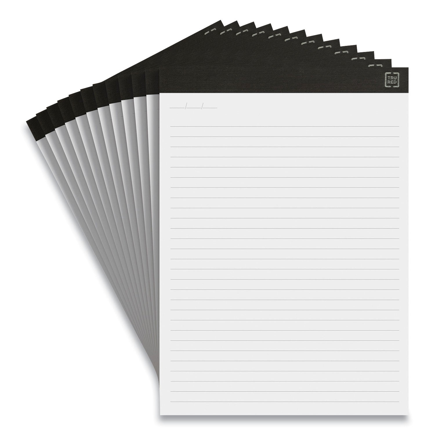 TRU RED™ Notepads, Wide/legal Rule, 50 White 8.5 X 11.75 Sheets, 12/pack