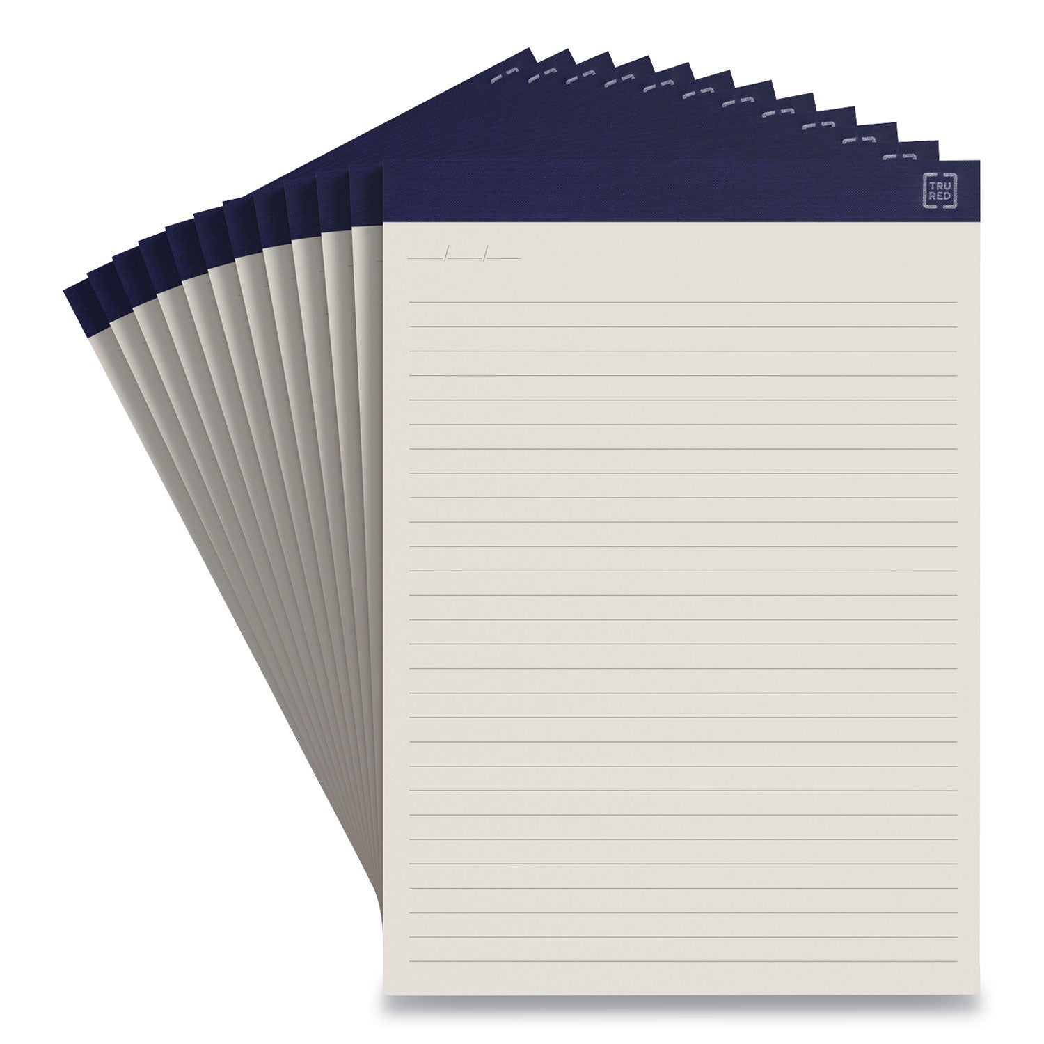 TRU RED™ Notepads, Wide/legal Rule, 50 Ivory 8.5 X 11.75 Sheets, 12/pack