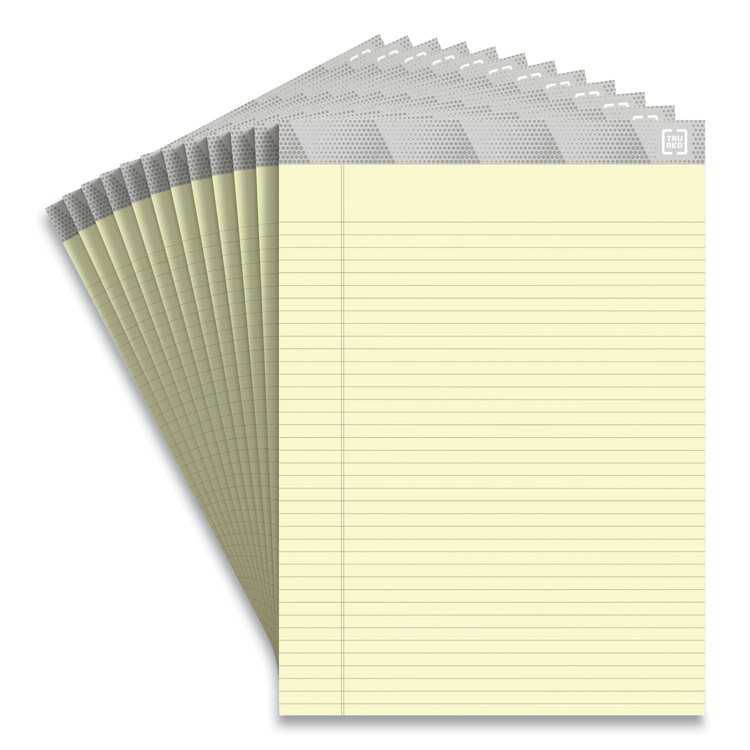TRU RED™ Notepads, Narrow Rule, 50 Canary-Yellow 8.5 X 11.75 Sheets, 12/pack