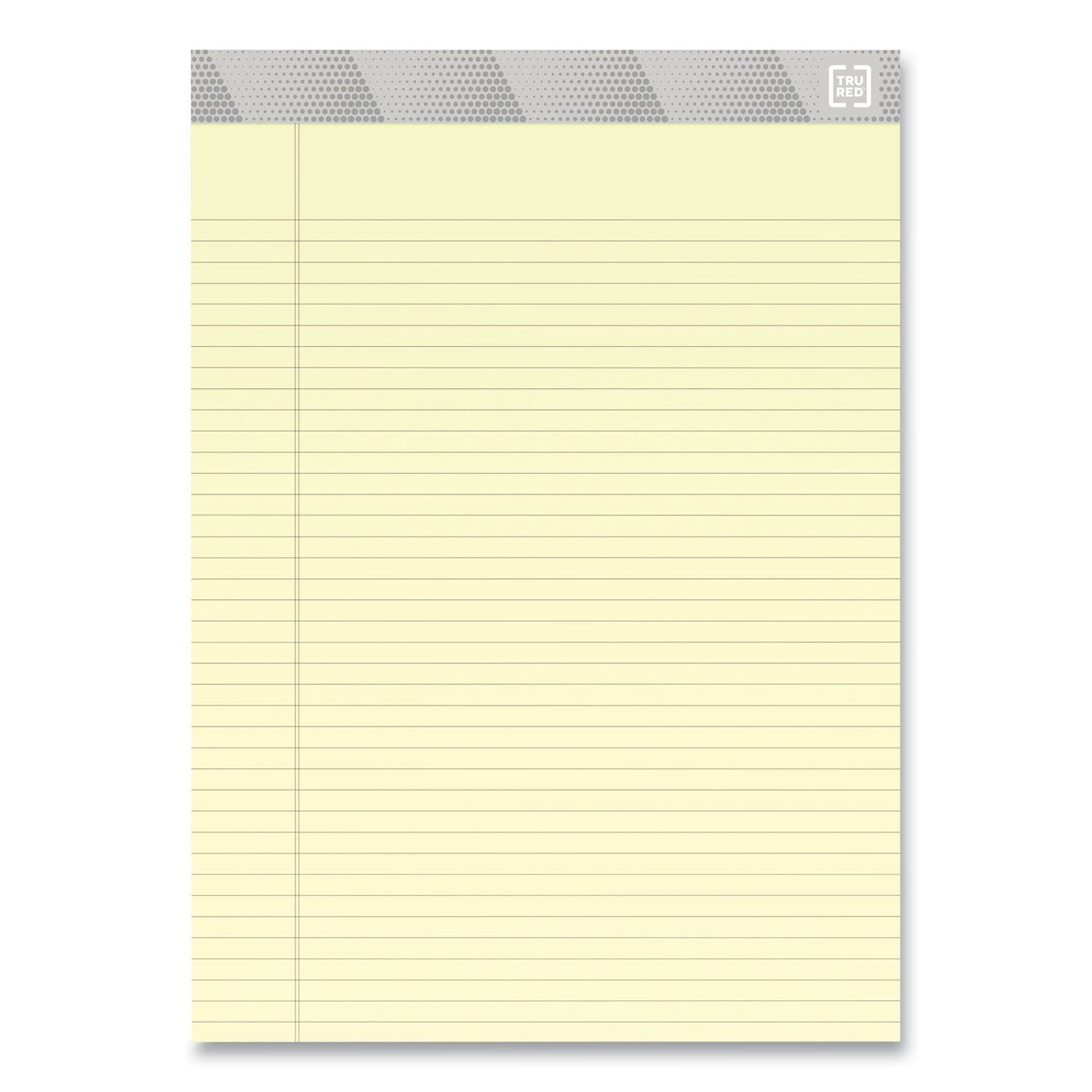 TRU RED™ Notepads, Narrow Rule, 50 Canary-Yellow 8.5 X 11.75 Sheets, 12/pack