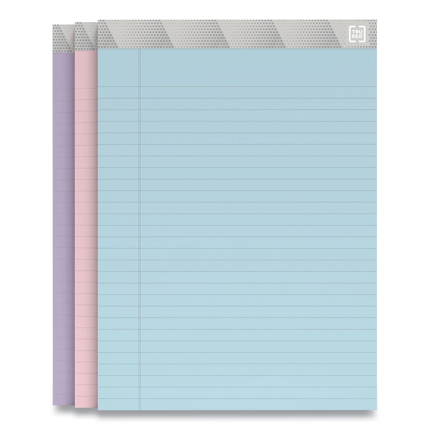 TRU RED™ Notepads, Wide/legal Rule, 50 Assorted Pastel-Color 8.5 X 11.75 Sheets, 6/pack