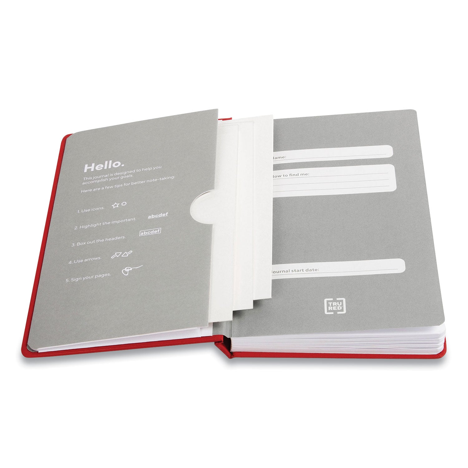 TRU RED™ Medium Starter Journal, 1-Subject, Narrow Rule, Red Cover, (192) 8 x 5 Sheets