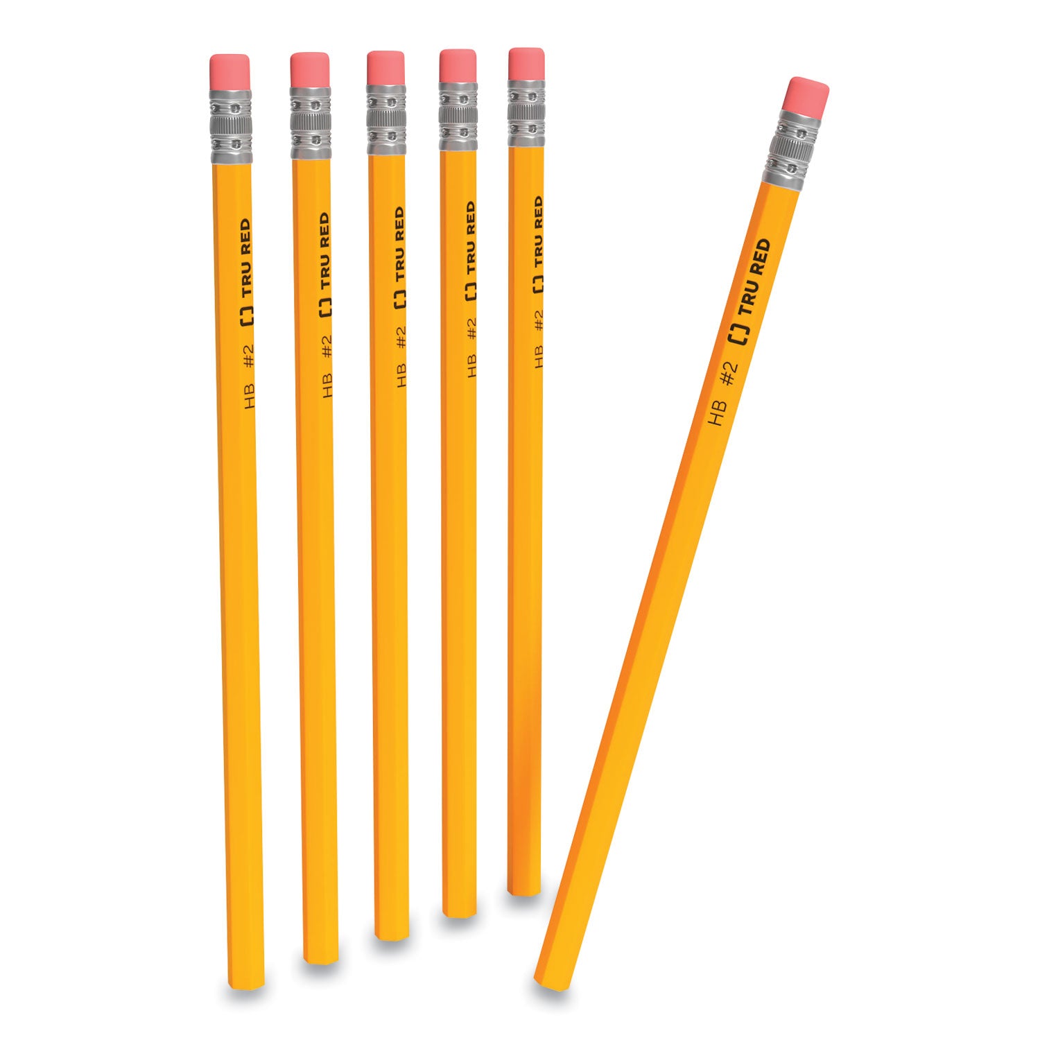 TRU RED™ WOODEN PENCIL, HB (#2), BLACK LEAD, YELLOW BARREL, 72/PACK