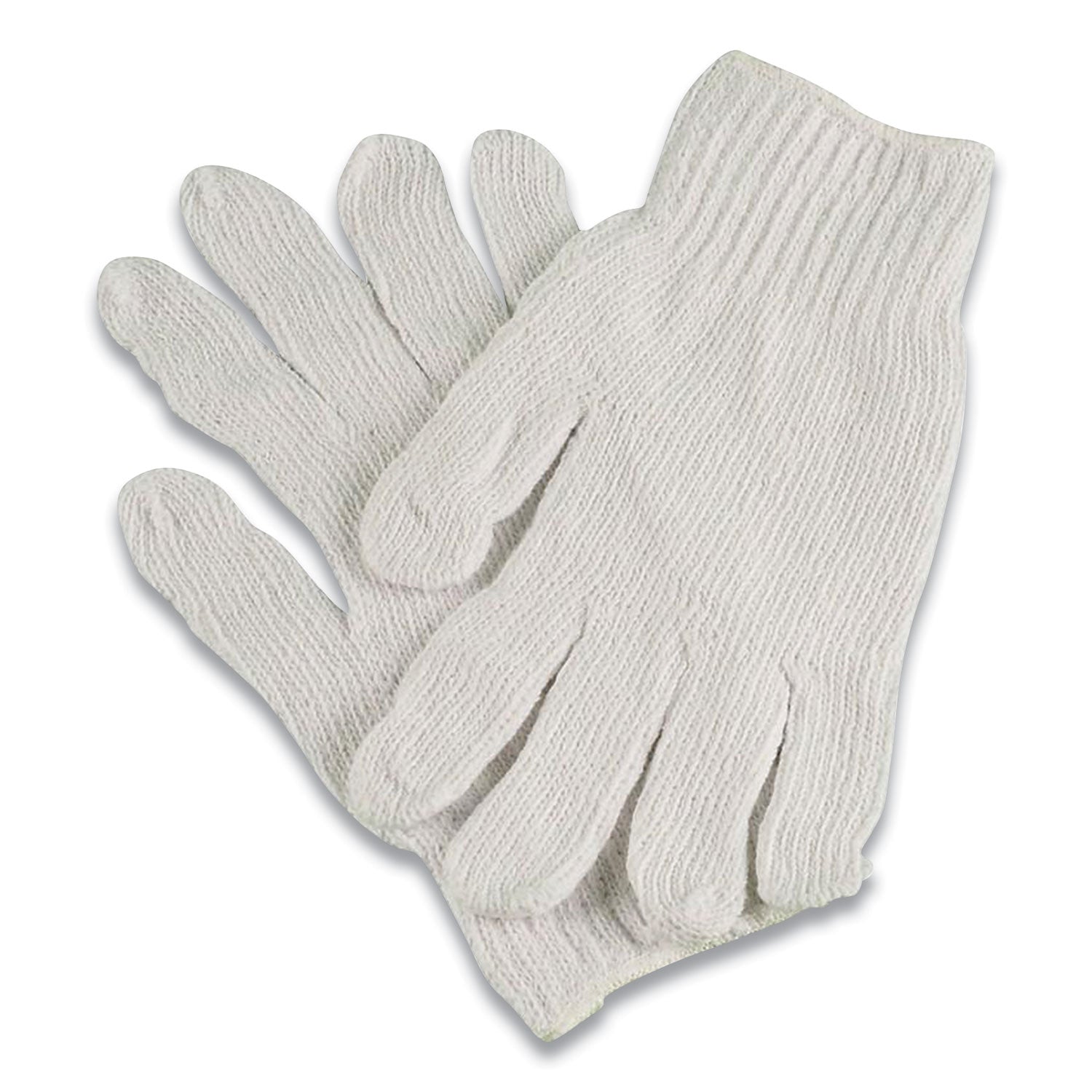 AMBITEX® PRO CTPS400/NLW SERIES NATURAL WHITE STRING KNIT GLOVES, 7 GAUGE, LARGE, WHITE, 12 PAIRS
