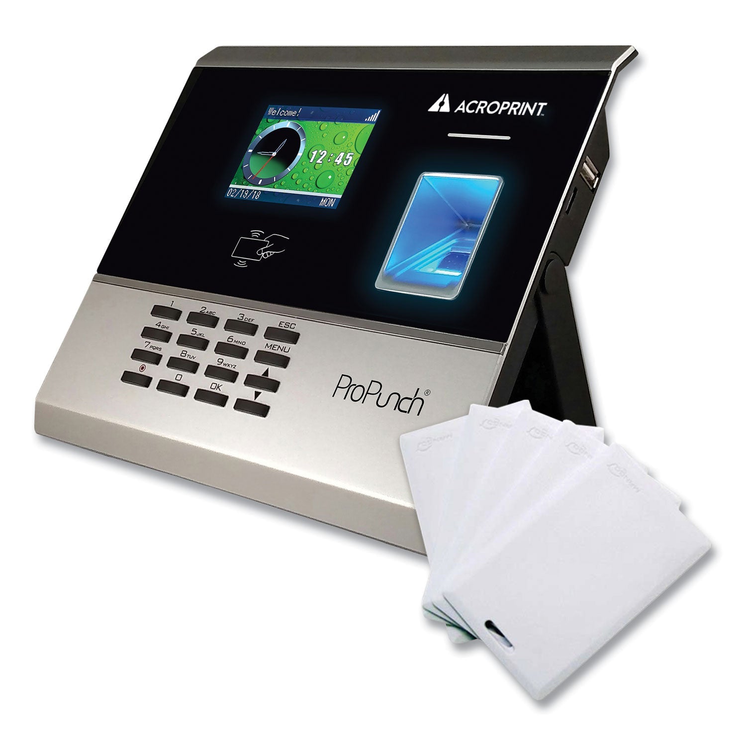 Acroprint® Propunch Biometric And Proximity Bundle, 50 Employees, Black