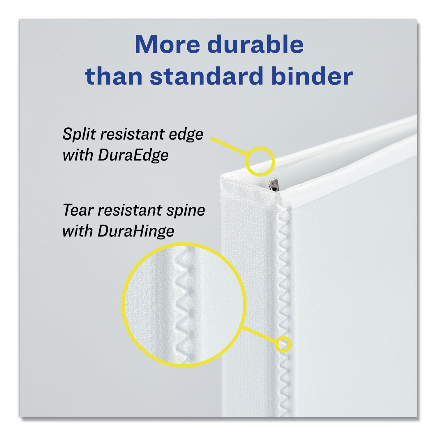 Avery® Durable View Binder With Durahinge And Slant Rings, 3 Rings, 0.5" Capacity, 11 X 8.5, White