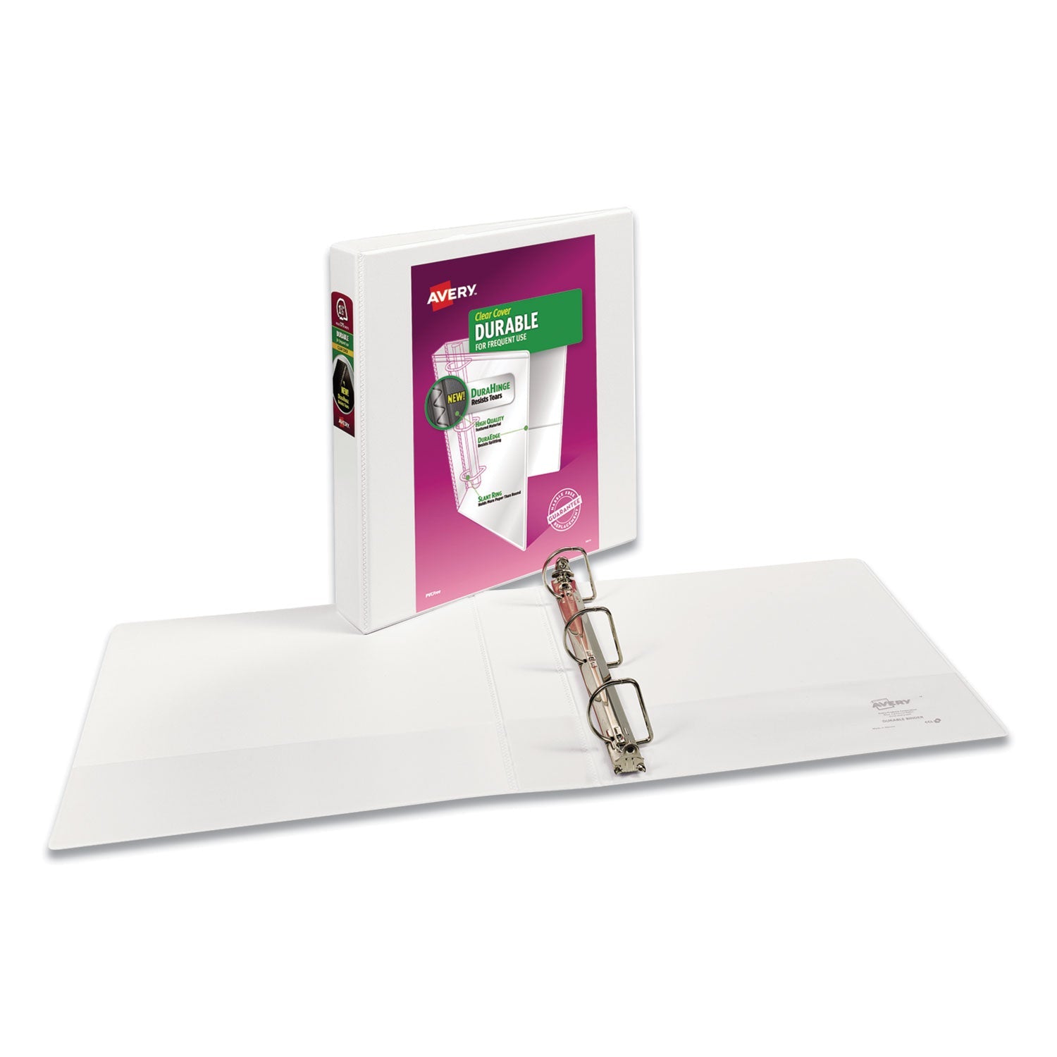 Avery® Durable View Binder With Durahinge And Slant Rings, 3 Rings, 1.5" Capacity, 11 X 8.5, White, 4/pack