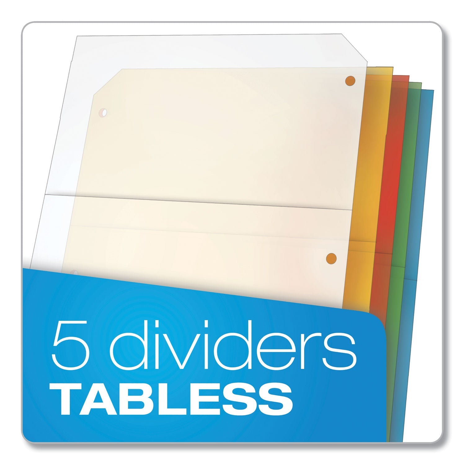 Cardinal® Poly Ring Binder Pockets, 8.5 x 11, Assorted Colors, 5/Pack
