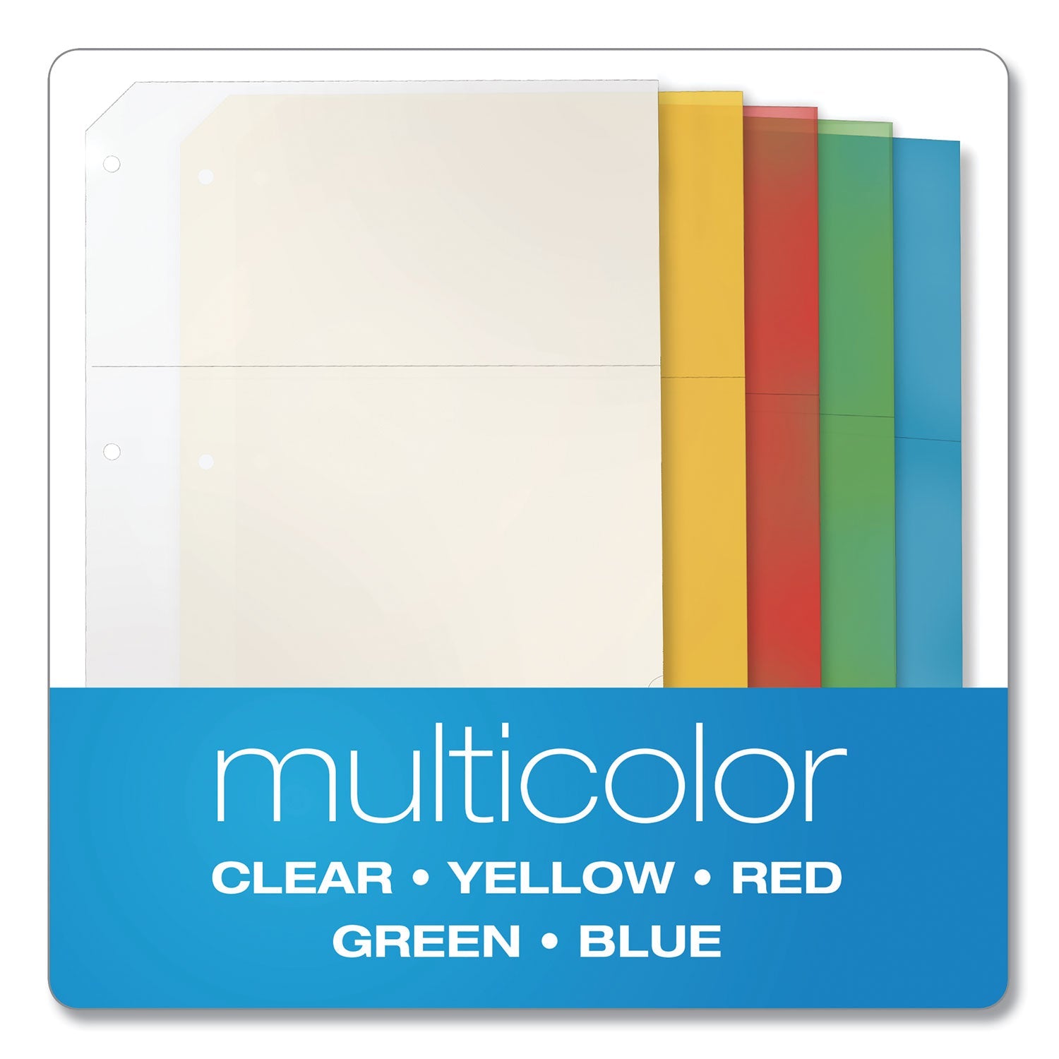 Cardinal® Poly Ring Binder Pockets, 8.5 x 11, Assorted Colors, 5/Pack