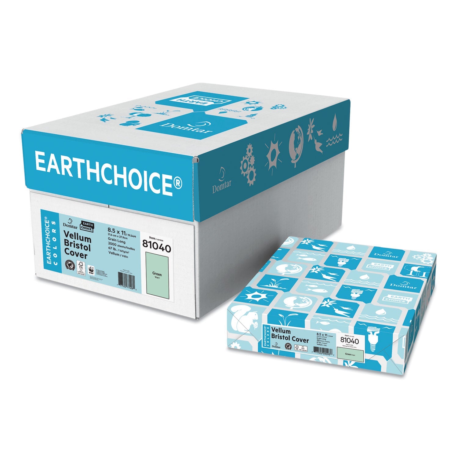 Domtar Card Stock, 110 lb Cover Weight, 8.5 x 11, Blue, 250/Pack