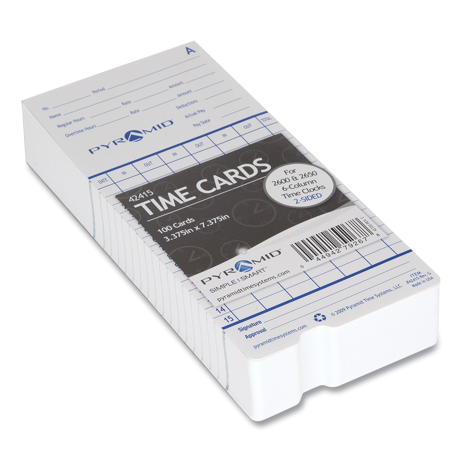 Pyramid Technologies Time Clock Cards | 100-Pack