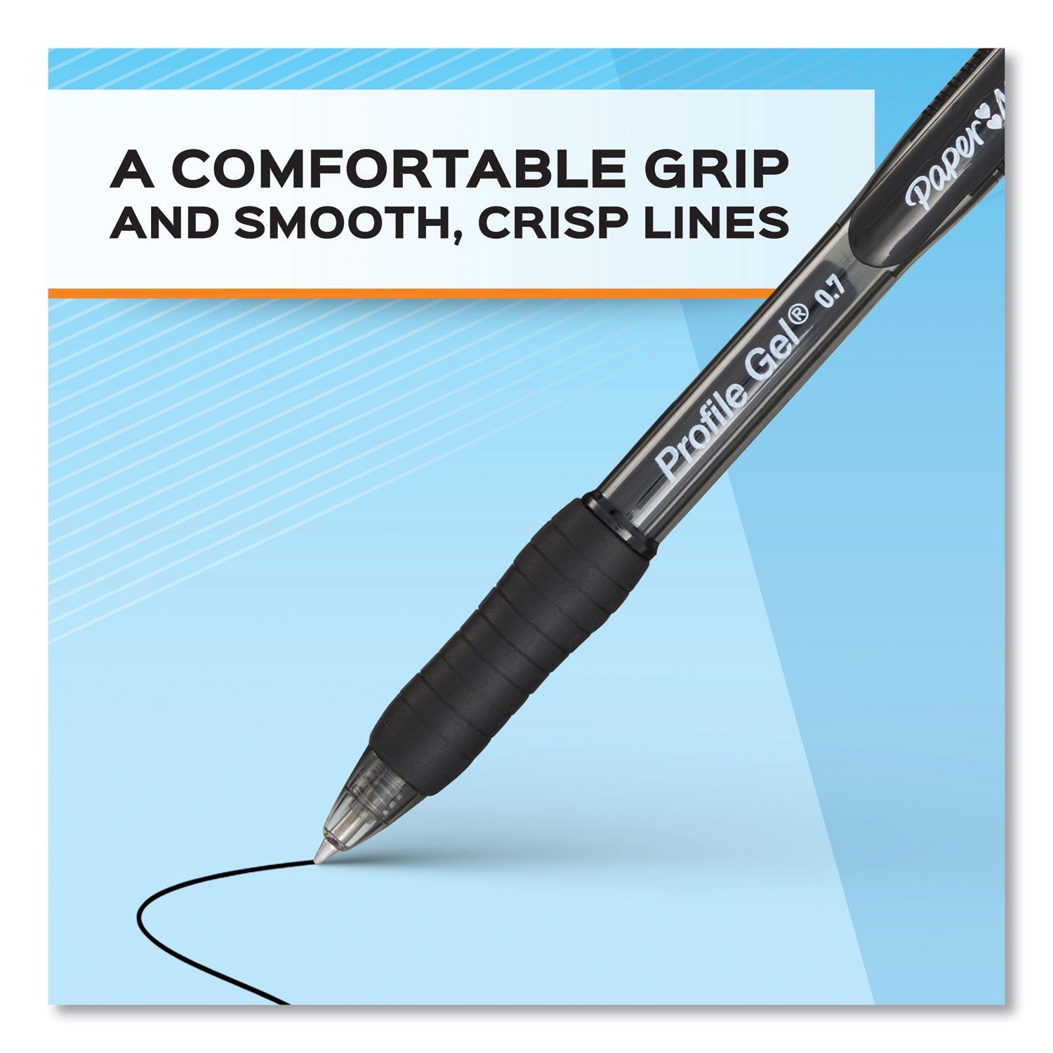 Paper Mate® Profile Gel Pen, Retractable, Medium 0.7 Mm, Blue Ink, Translucent Blue Barrel, Dozen