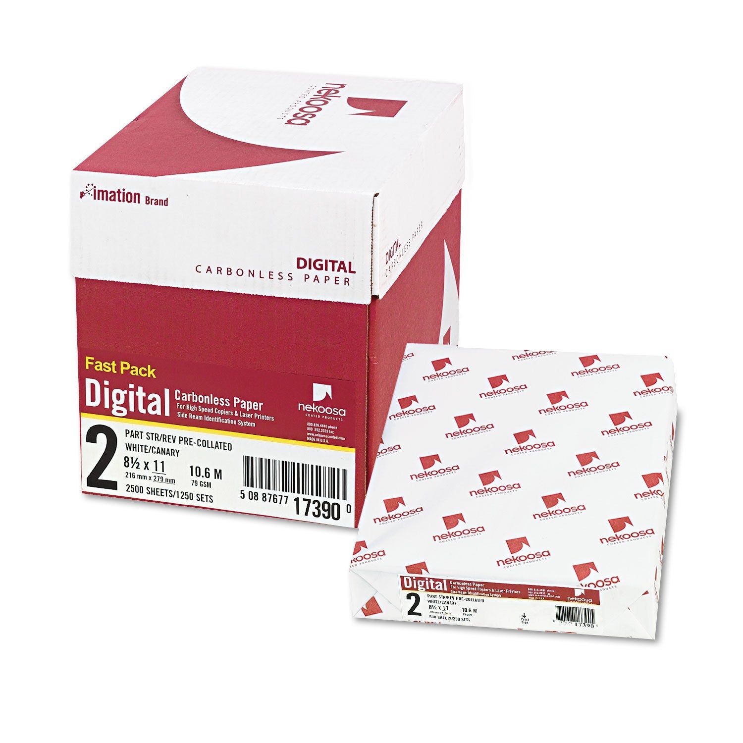 Nekoosa Fast Pack Digital Carbonless Paper, 2-Part, 8.5 X 11, White/canary, 500 Sheets/ream, 5 Reams/carton