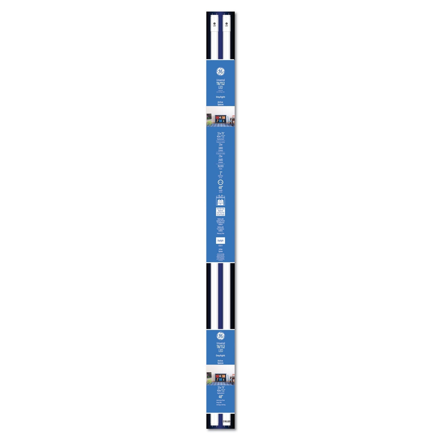 GE T8 LED Tube | 48" 15W | Daylight | 6-Pack