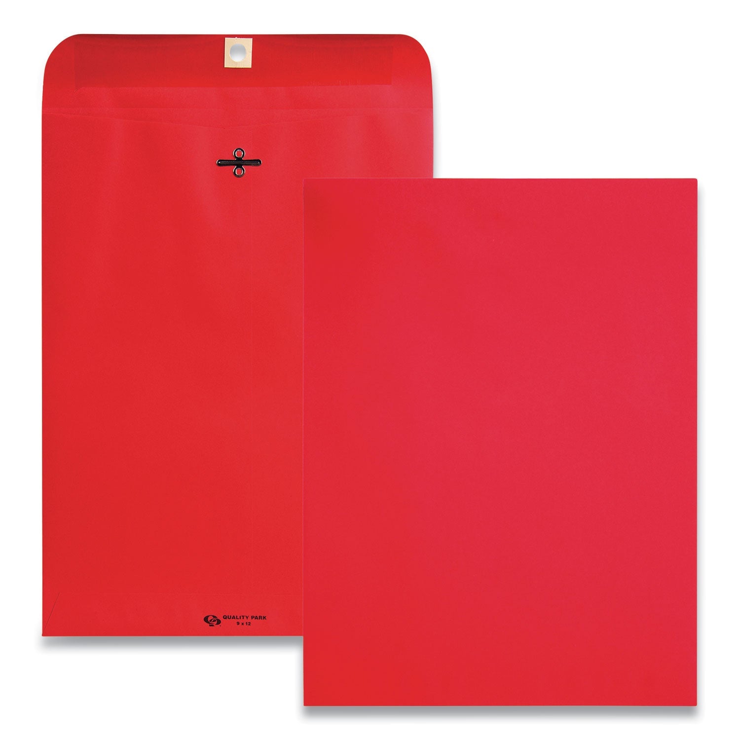 Quality Park™ Clasp Envelope, 28 lb Bond Weight Paper, #90, Square Flap, Clasp/Gummed Closure, 9 x 12, Red, 10/Pack