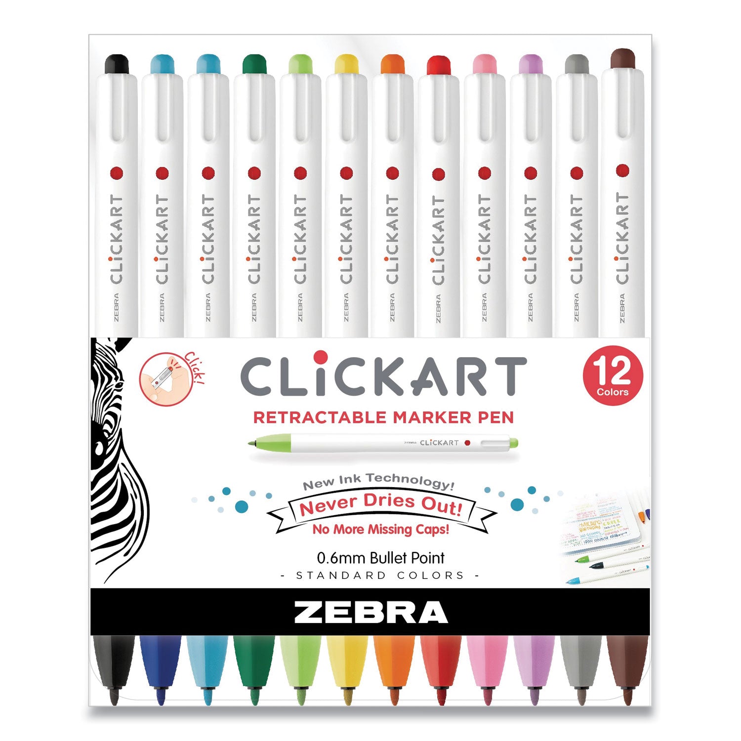 ClickArt Porous Point Pen | Assorted, 12/Pack